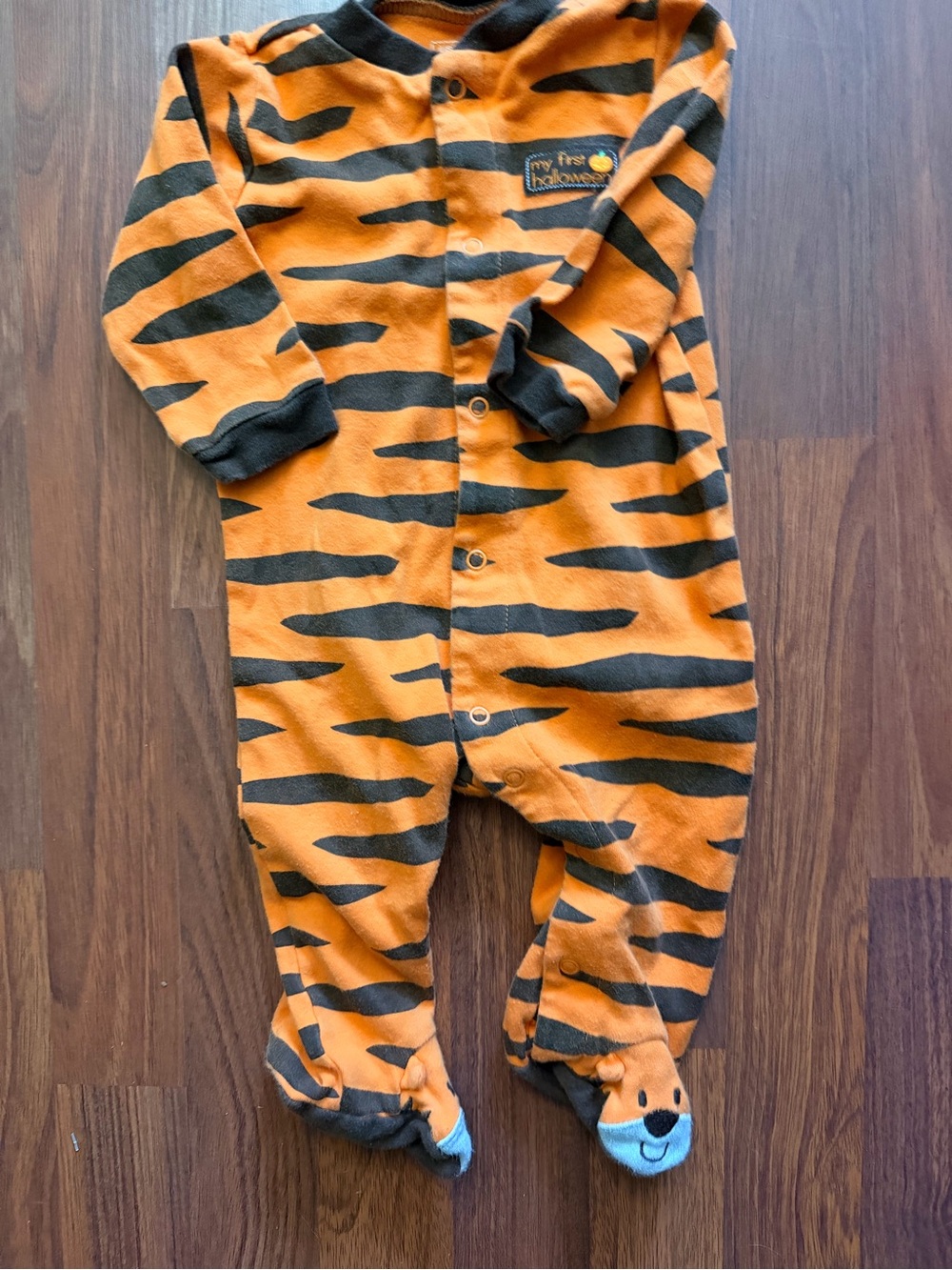 Carter's Orange and Black Tiger Snaps Footed One-Piece